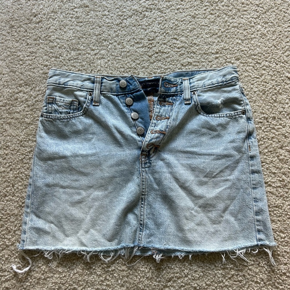 Denim Button-Front Skirt